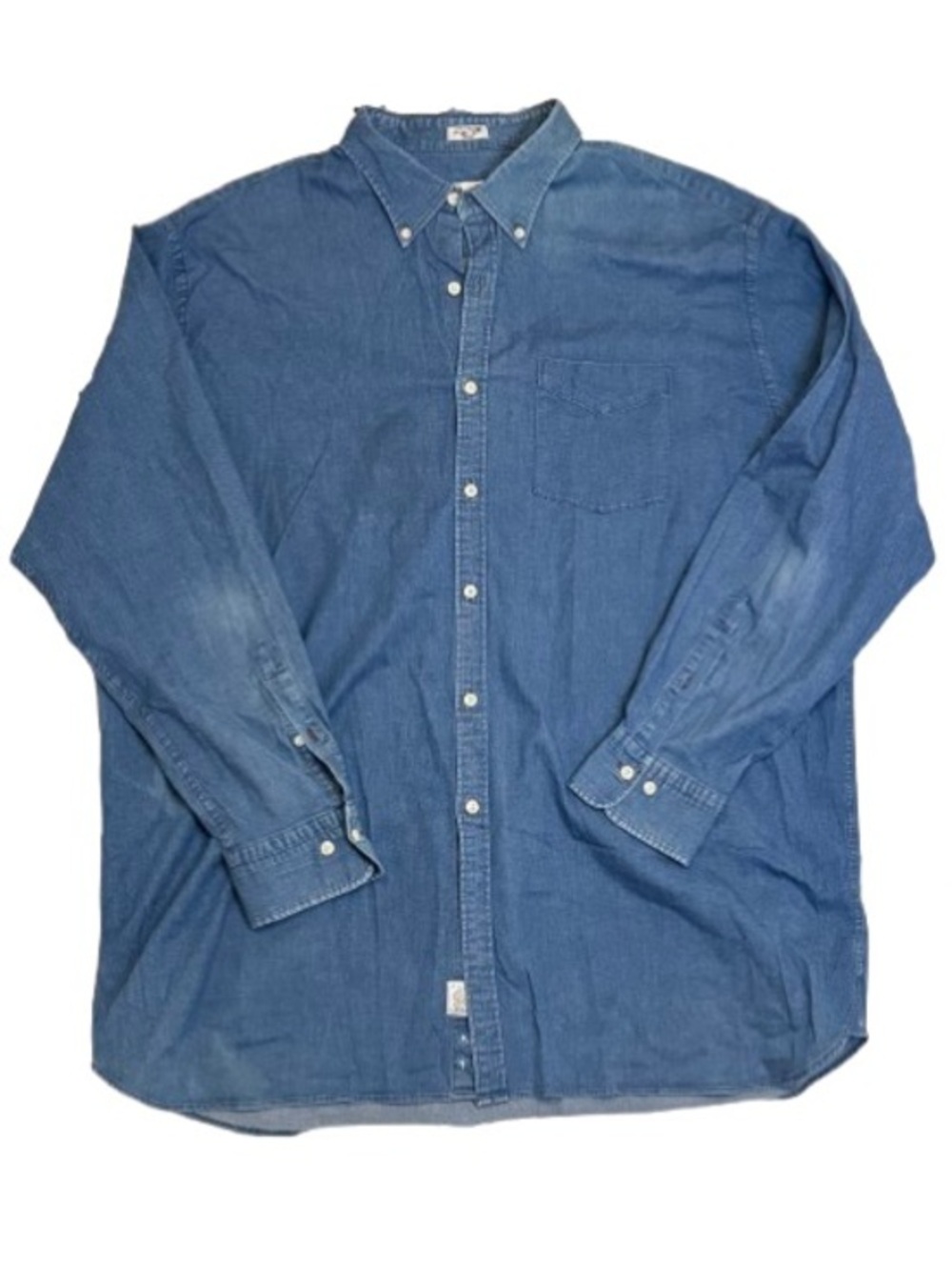 Peter Millar Crown Vintage Mens XXL Chambray Work Shirt Faded Distressed Cotton